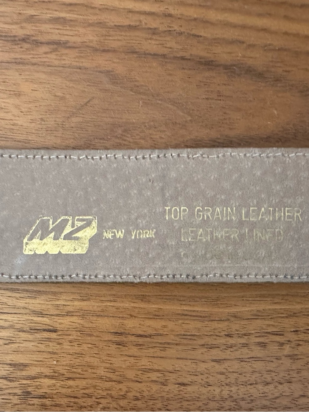 Vtg MZ New York Brown Leather Belt Antique Brass Ring Buckle SZ Med Unique Retro - Picture 2 of 9